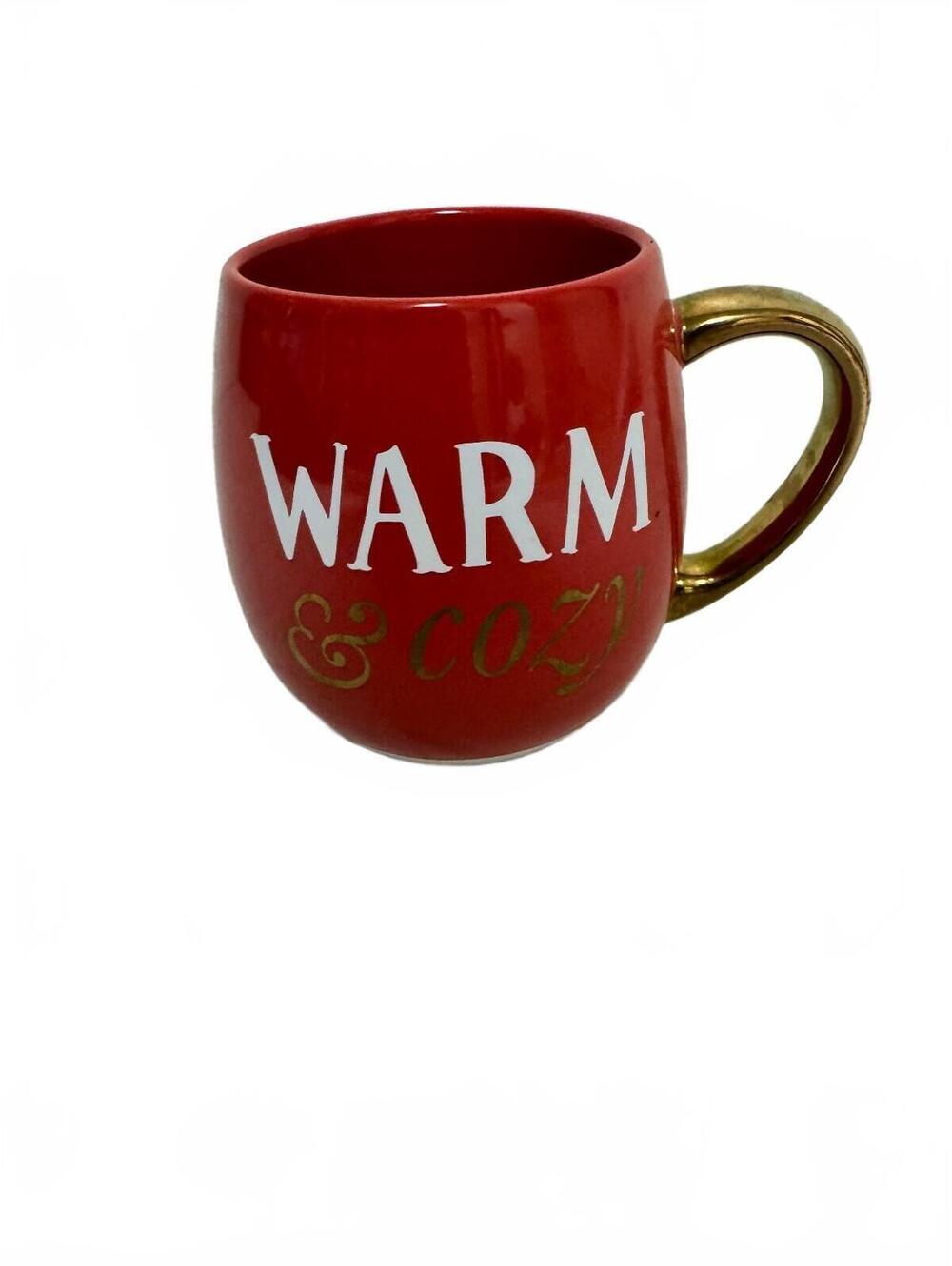 Threshold Coffee Mug Warm & Cozy Red Gold Handle Stoneware